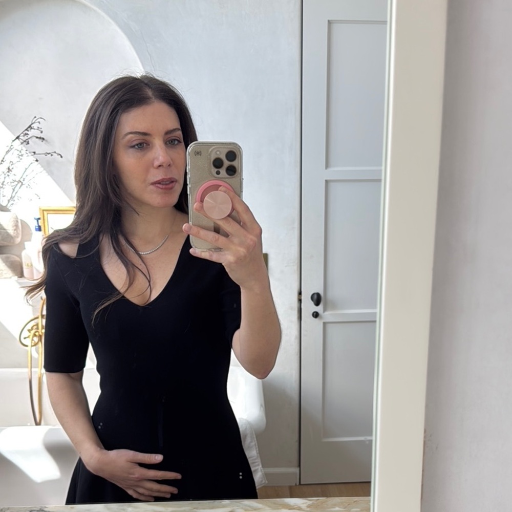 MILLY Black V-Neck, Cold Shoulder Dress